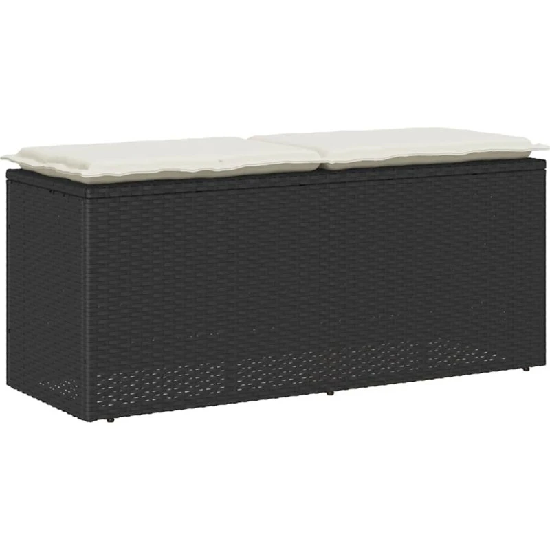 vidaXL havebænk med hynde 110x40x44 cm polyrattan sort