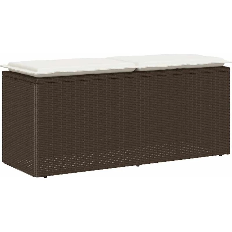 vidaXL Havebænk med Hynde 110x40x44 cm PolyRattan Brun