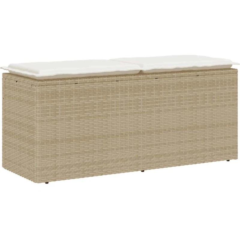 vidaXL havebænk med hynde 110x40x44 cm polyrattan beige