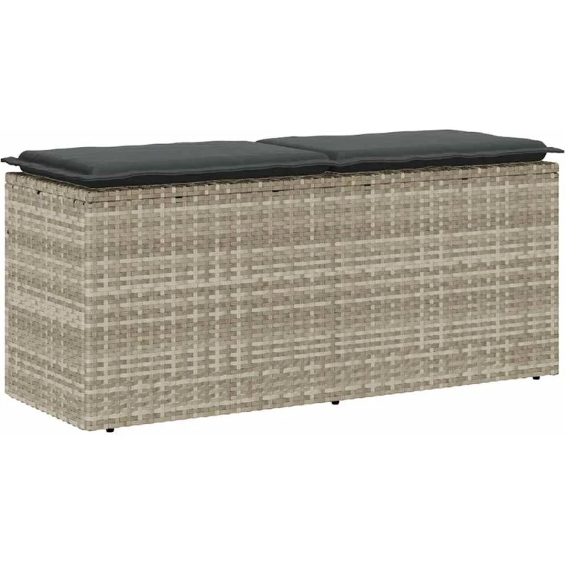 vidaXL Havebænk med Hynde 110x40x44 cm Lysegrå Polyrattan