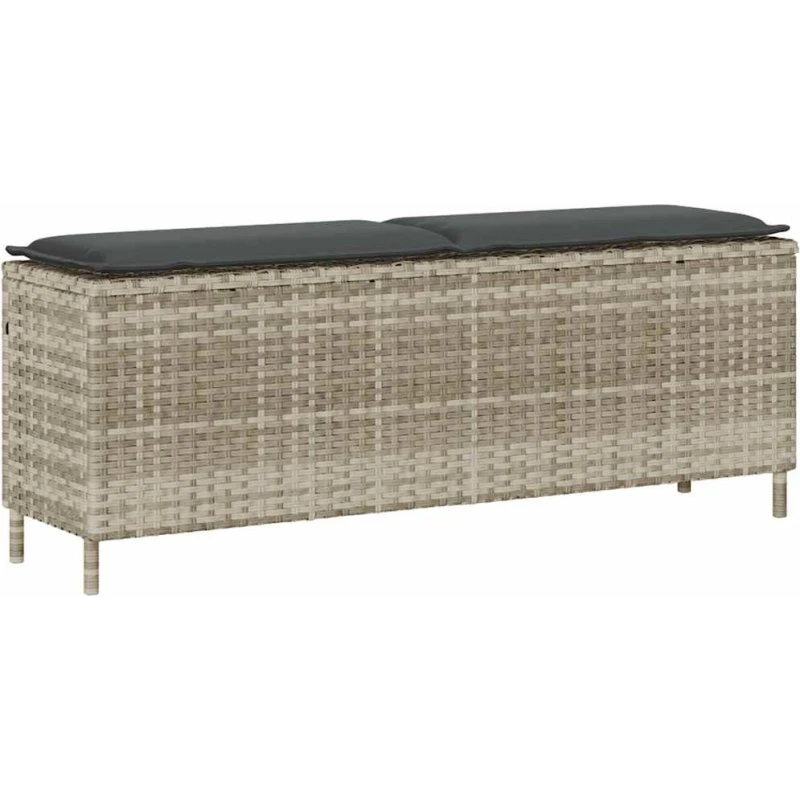 vidaXL havebænk med hynde 110x30x40,5 cm lysegrå polyrattan