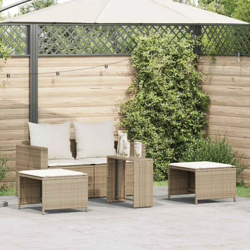 vidaXL 5-deles stabelbar polyrattan sofasæt beige