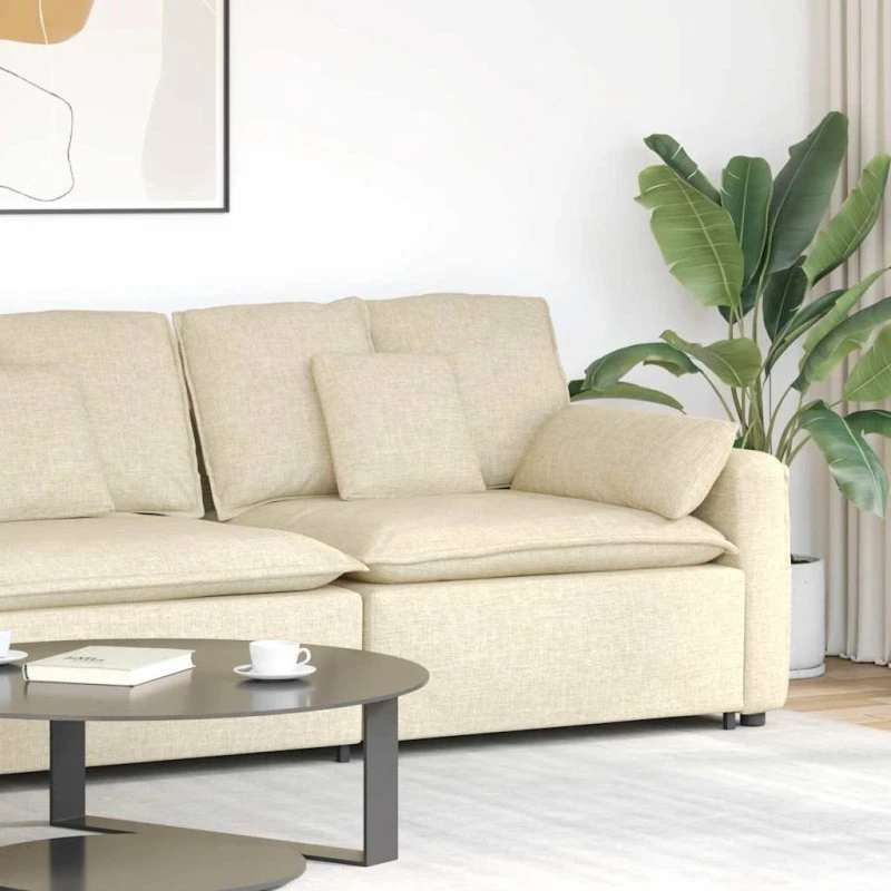 vidaXL modulopbygget sofaarmlænsendemodul 100 cm cremefarvet