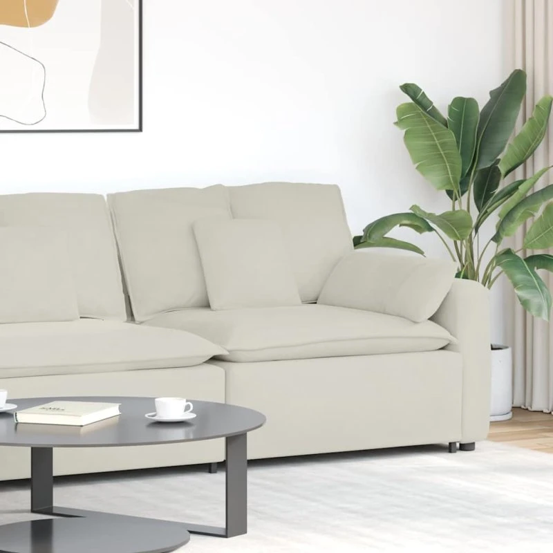 vidaXL modulopbygget sofaarmlænsendemodul 100 cm cremefarvet