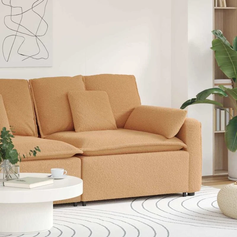 vidaXL modulopbygget sofaarmlænsendemodul 100 cm beige med hynder