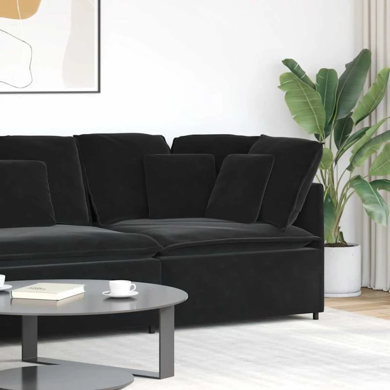 vidaXL modulsofa hjørnemodul 100 cm sort med hynder