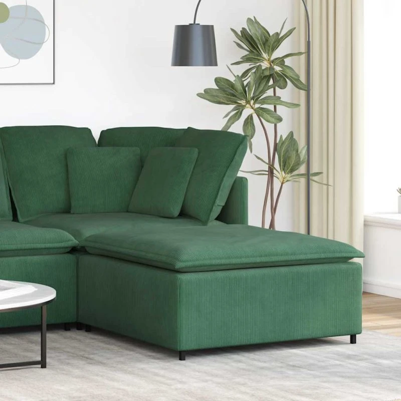 vidaXL modulær sofa-fodskammel 100x100x48 cm mørkegrøn