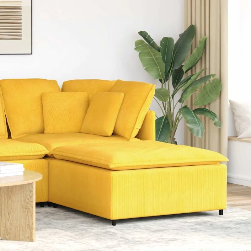 vidaXL modulær sofa-fodskammel 100x100x48 cm lysegul
