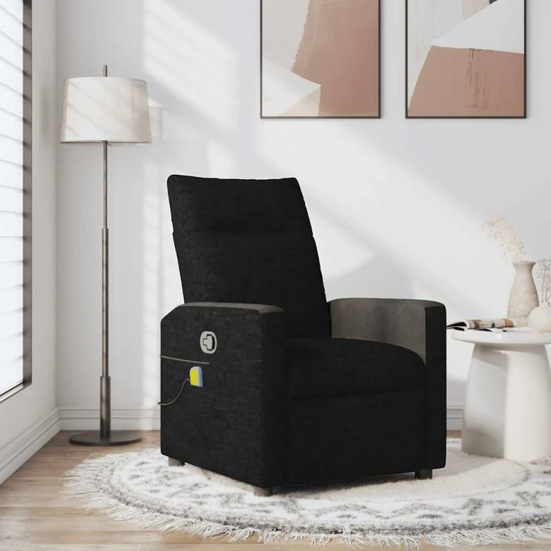 vidaXL Massagestol Stof Sort