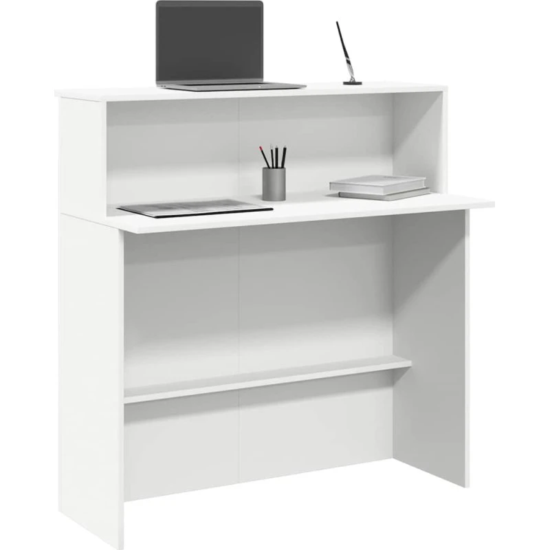 vidaXL Receptionsdisk hvid 100x50x103,5 cm konstrueret træ