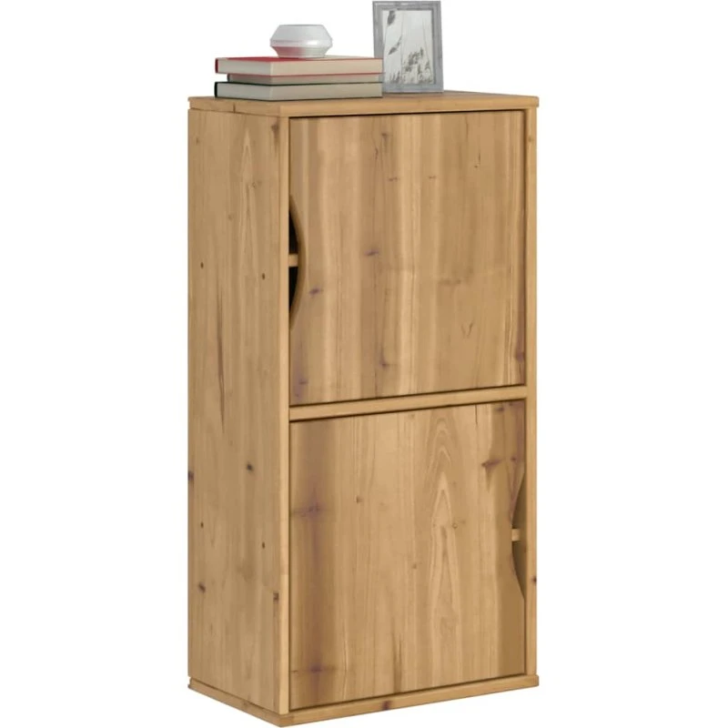 Odda Sideskab 40x24x79 cm, Massivt Fyrretræ, Naturfarvet med 2 Skuffer