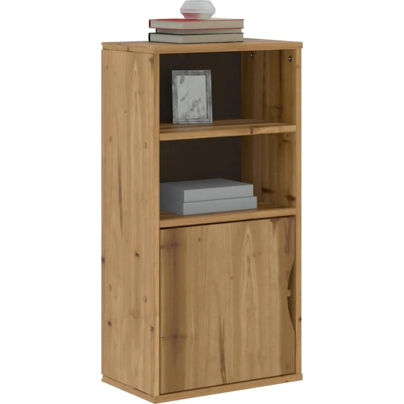 vidaXL Sideskab Odda 40x24x79 cm, massivt fyrretræ, naturfarvet