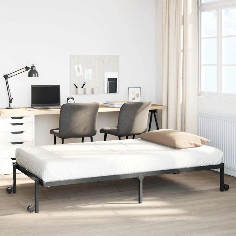 vidaXL Sengeramme Foldbar 80x200 cm Stål Sort