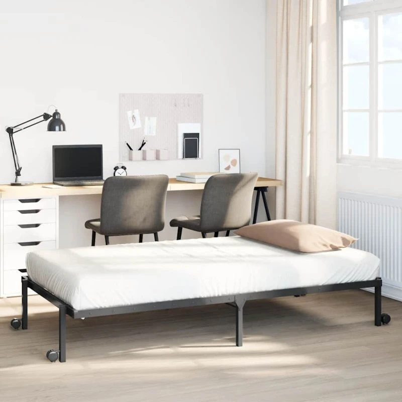vidaXL Sengeramme Foldbar 90x190 cm Stål Sort