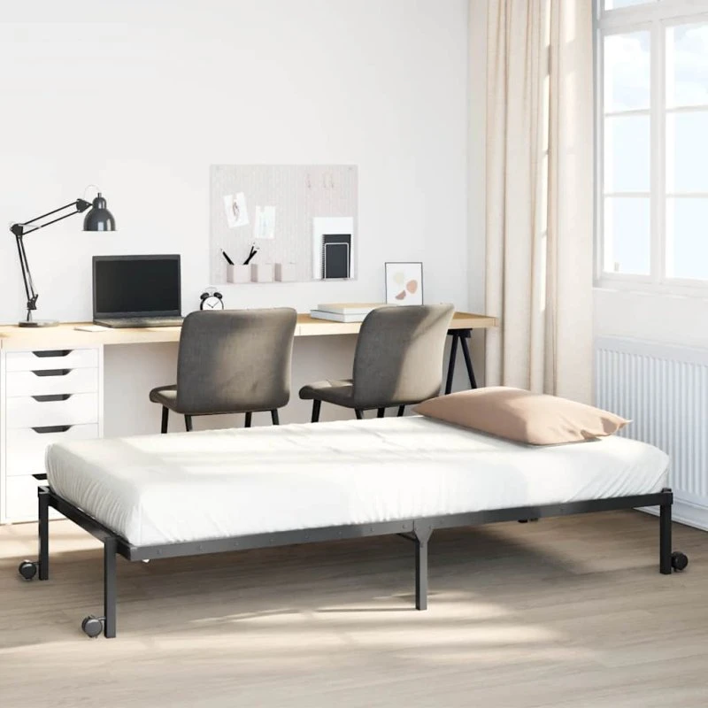 vidaXL Sengeramme Foldbar 107x203 cm Stål Sort