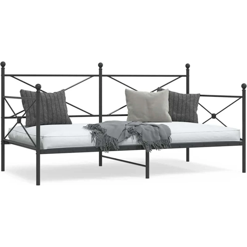 vidaXL Daybed Uden Madras 100x190 cm Stål Sort