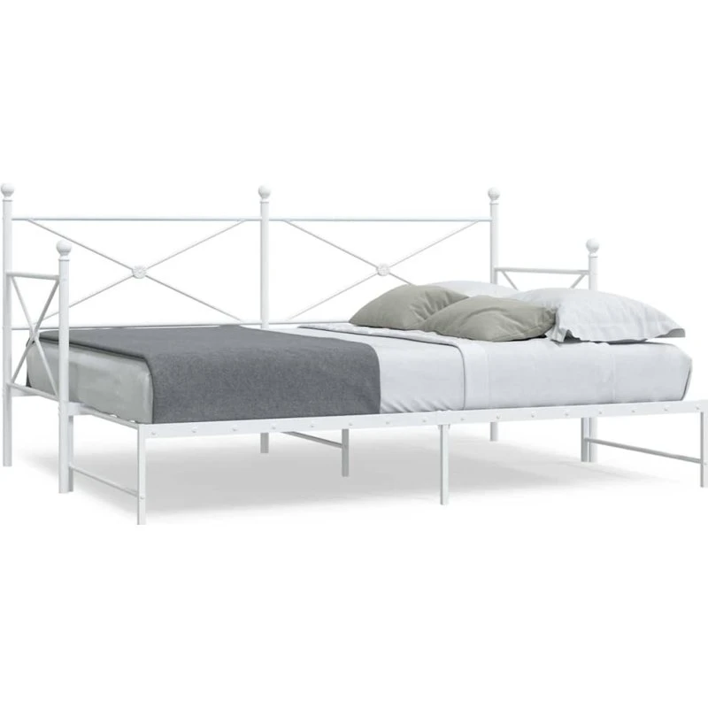 vidaXL Daybed med udtræk 90x190 cm, stål hvid