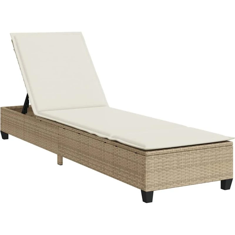 vidaXL liggestol med hynder 55x200x25,5 cm polyrattan beige