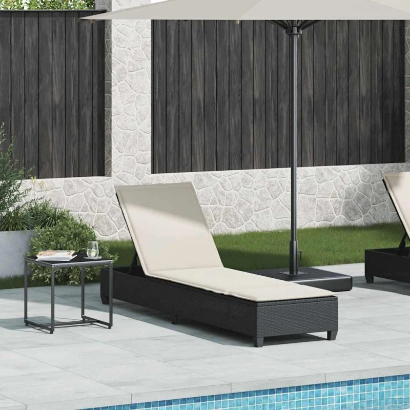 Liggestol Med Hynder 55x200x25,5 cm Polyrattan - Lysegrå/Mørkegrå