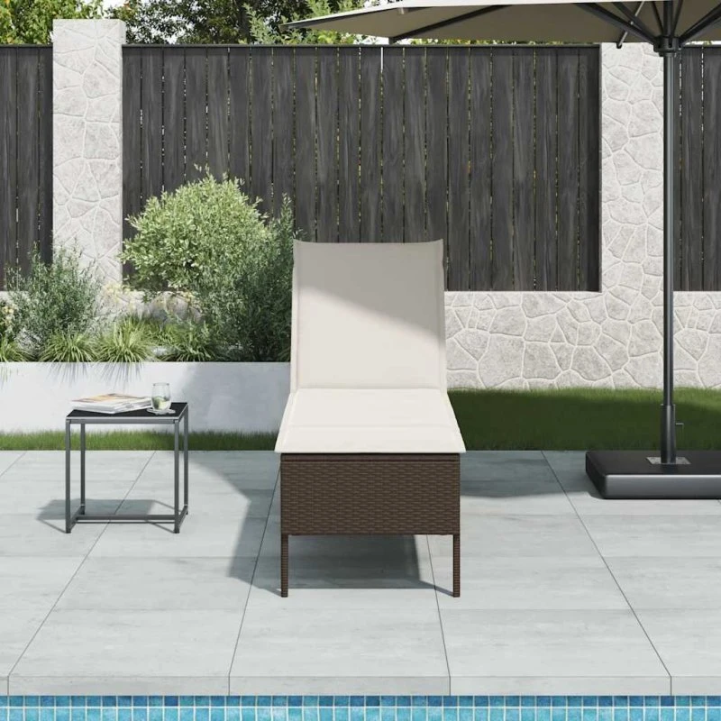 vidaXL liggestol med hynde 55x200x44 cm polyrattan brun