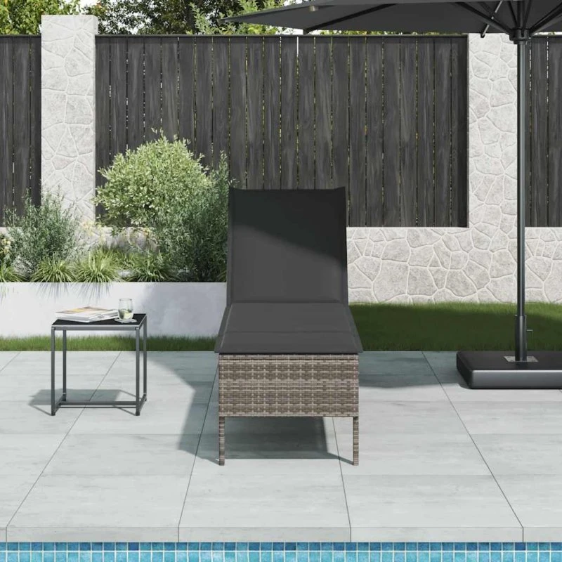 vidaXL liggestol med hynde 55x200x44 cm polyrattan grå