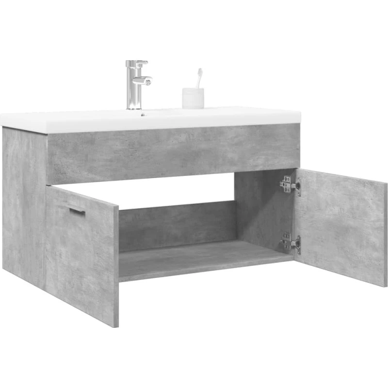 vidaXL Underskab med Håndvask Betongrå 90x38,5x46 cm