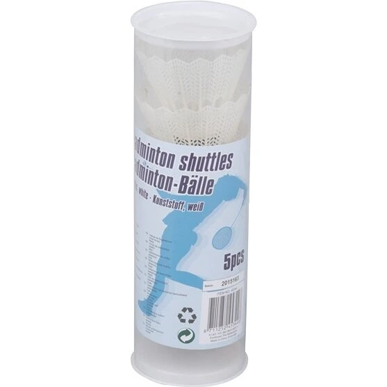 Badmintonfjerbolde 5 stk – hvid plastik