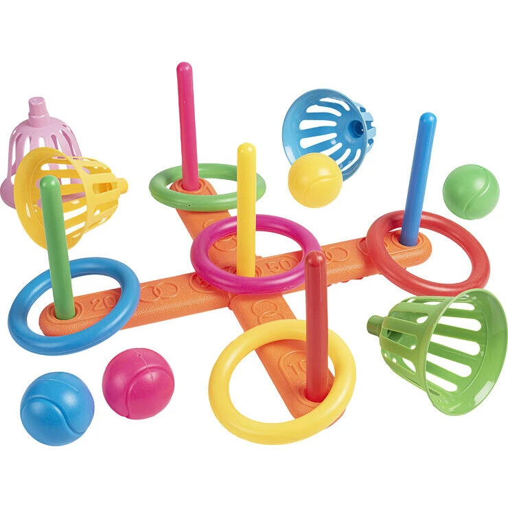 4 Kids Ringspil 2-i-1 med 5 ringe & 4 bolde