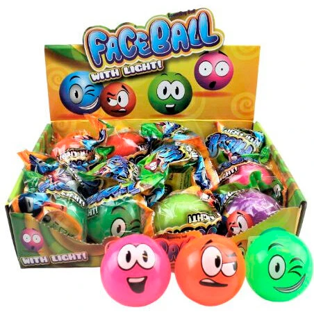 Uden mærke Hoppebold med ansigt og lys 5,5 cm