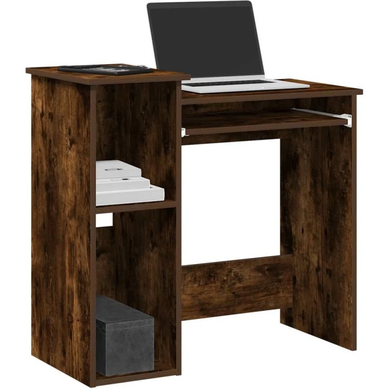 vidaXL Skrivebord m. Hylder 84x40x78 cm Røget Egetræ