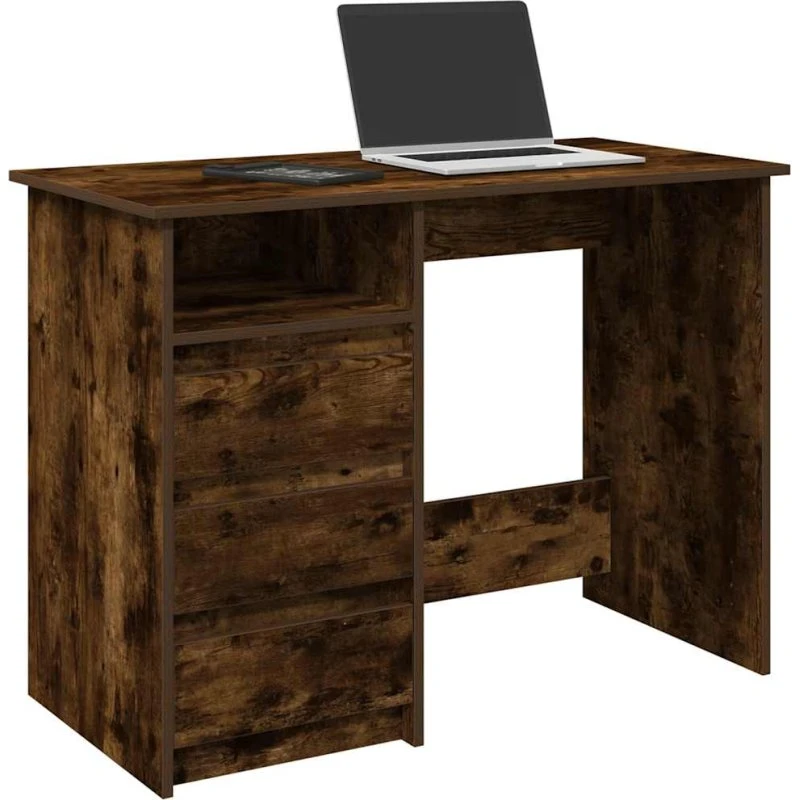 vidaXL Skrivebord 102x50x75 cm Røget Ege træ