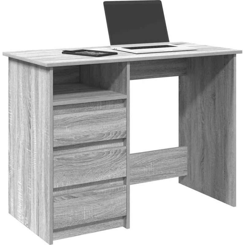 vidaXL Skrivebord 102x50x75 cm Konstrueret Træ Grå Sonoma-Eg