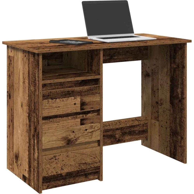vidaXL Skrivebord 102x50x75 cm Konstrueret Træ Antikt Træ