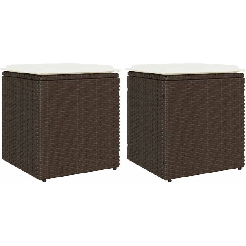 vidaXL Havestole med Hynder 2 stk. 40x40x43 cm PolyRattan Brun