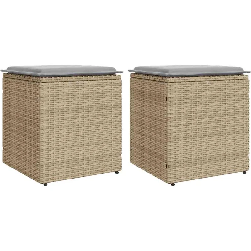 vidaXL Havestole med Hynder 2 stk. 40x40x43 cm Polyrattan Beige