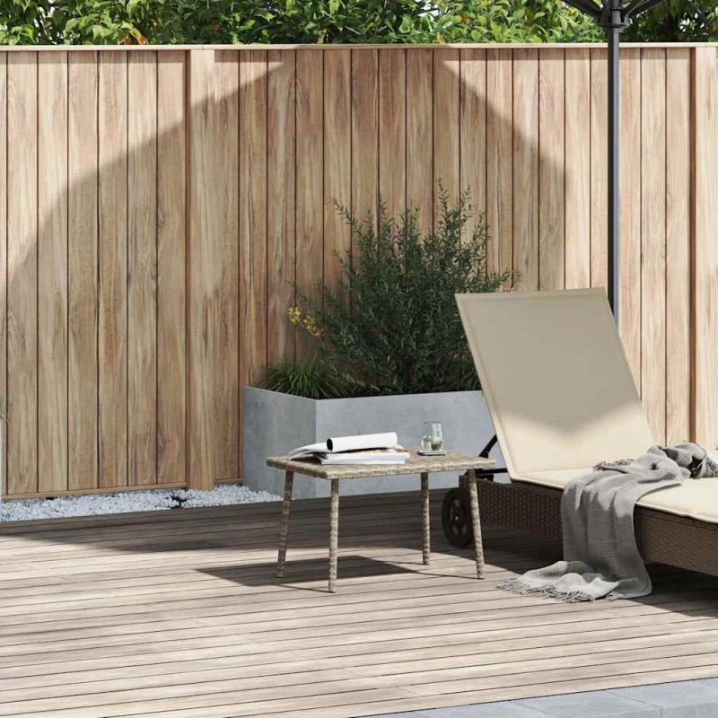 vidaXL Havesofabord 60x40x37 cm lysegrå polyrattan