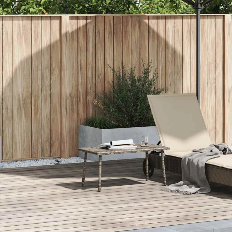 vidaXL Havesofabord 80x40x37 cm firkantet polyrattan grå