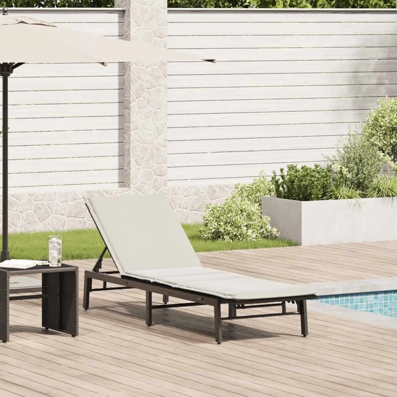 vidaXL liggestol med hynde polyrattan sort