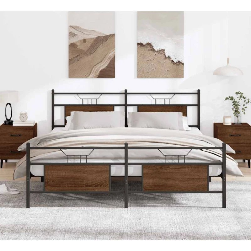vidaXL Sengeramme 160x200 cm Metal Brun Eg