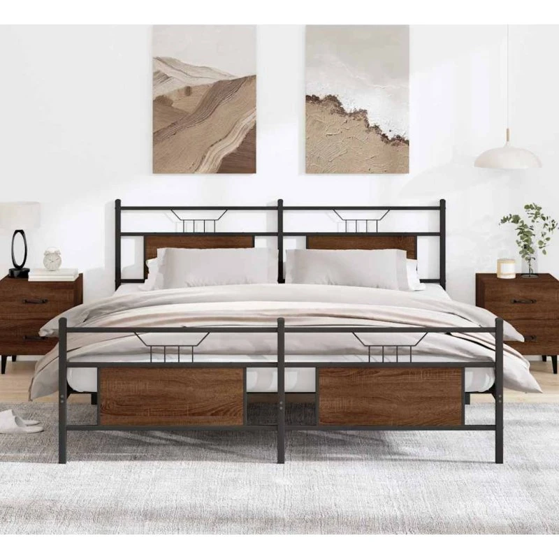 vidaXL Sengeramme 183x213 cm Metal Brun Eg