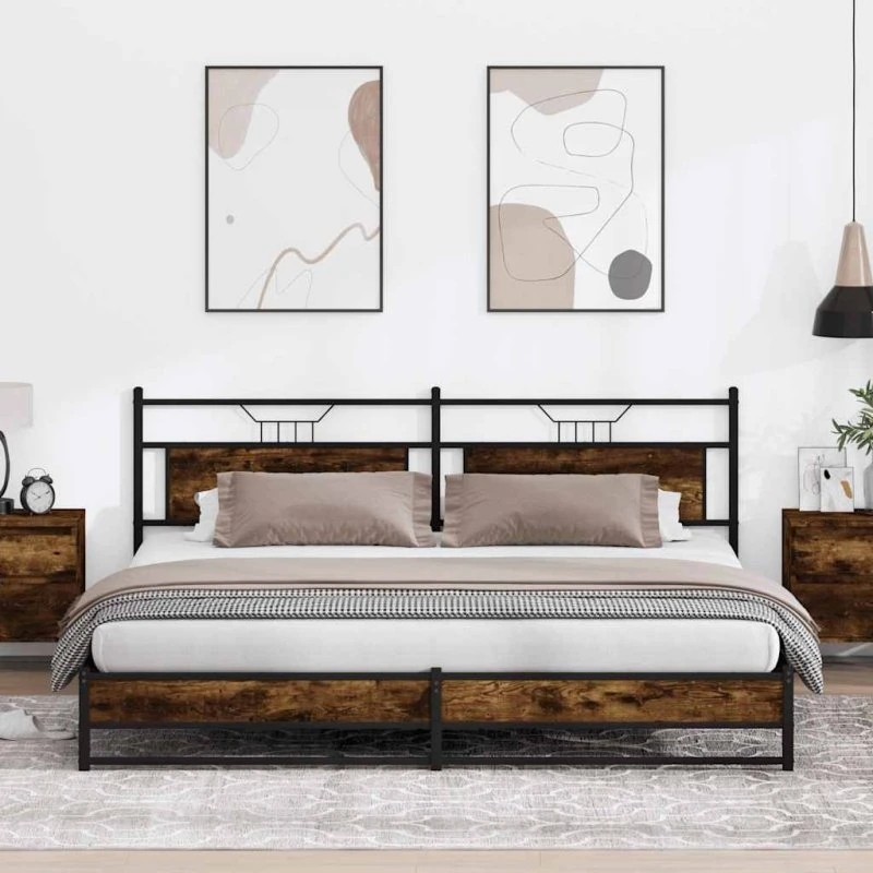 vidaXL Sengeramme 193x203 cm røget egetræsfarve
