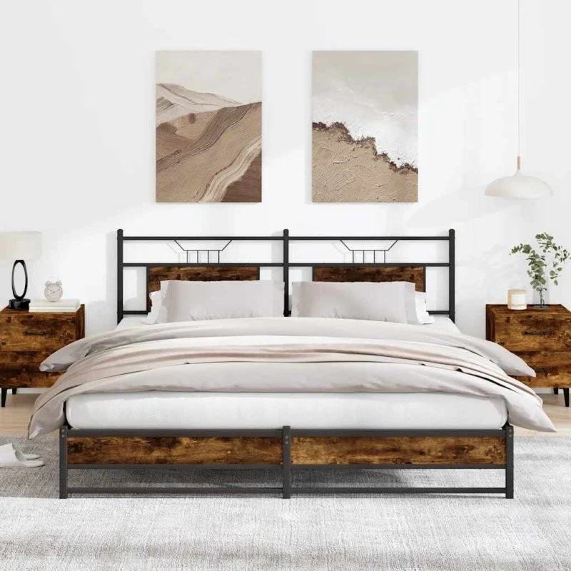 vidaXL Sengeramme 183x213 cm røget egetræsfarve