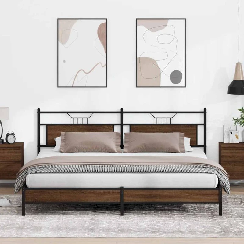 vidaXL Sengeramme 193x203 cm Metal Brun Eg