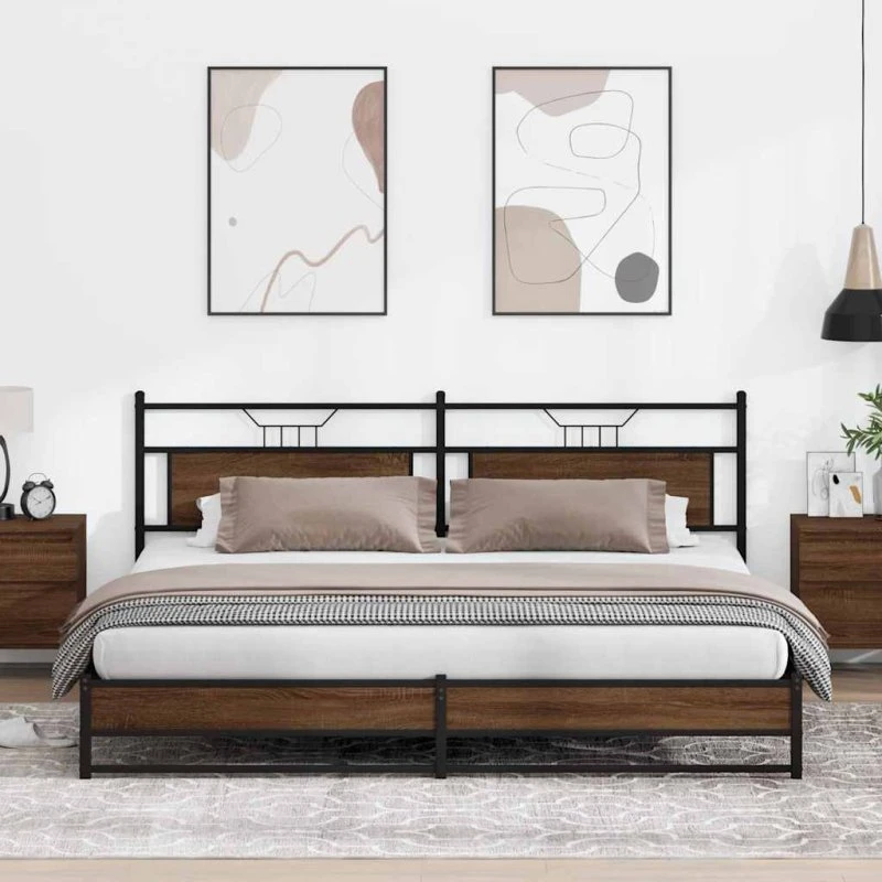 vidaXL Sengeramme 193x203 cm Metal Brun Eg