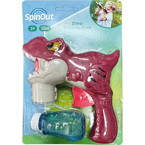 SpinOut sæbeboblepistol – dinosaur, inkl. sæbeopløsning