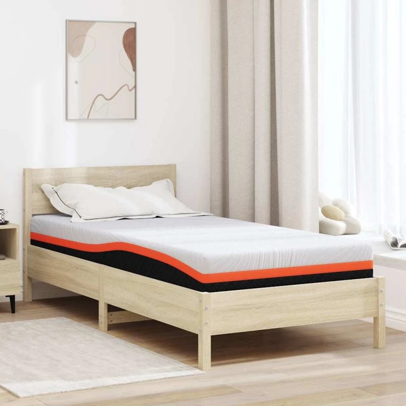 vidaXL Madras Hvid og Sort 90 x 200 cm Gel Memory Foam