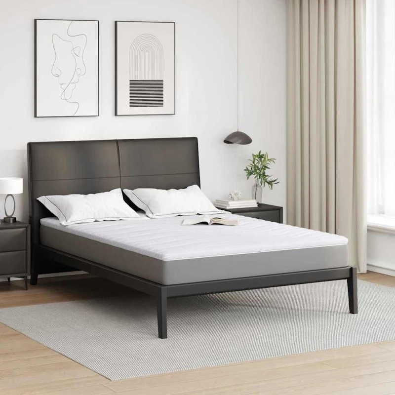 vidaXL Madras Topper Hvid 160 x 200 cm Strikket Stof