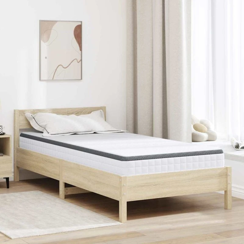 vidaXL Madras Hvid og Grå 90 x 190 cm Bonell Fjedre