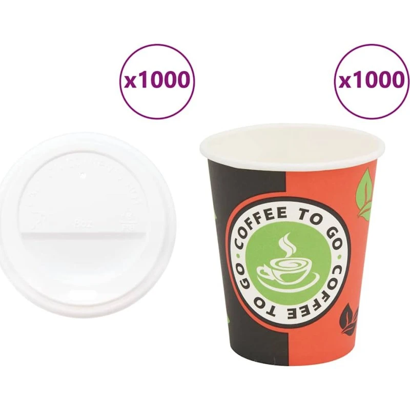 vidaXL Kaffekopper med Låg 1000 stk. 8oz 240ml