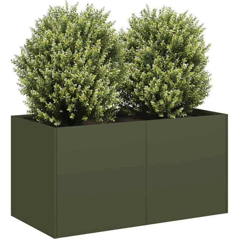 vidaXL Plantekasse olivengrøn 80x40x40 cm koldvalset stål